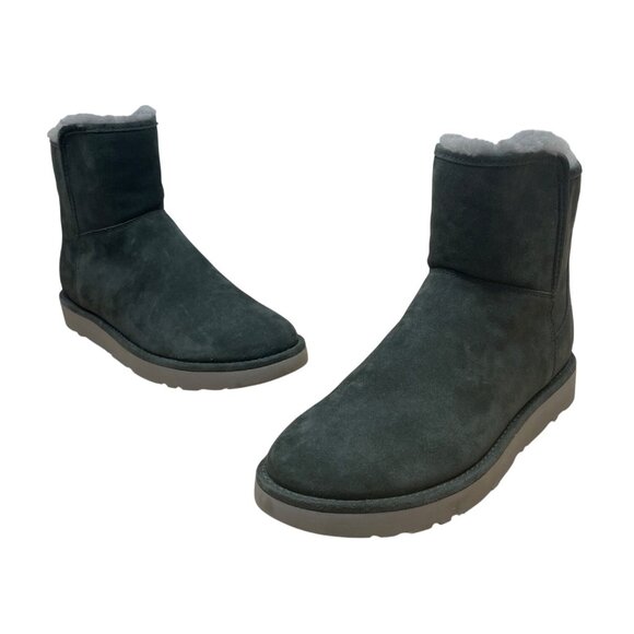 UGG Women’s Green Suede & Gray Sheepskin Mid-Calf Abree Mini Boots Size 9 - Picture 1 of 9